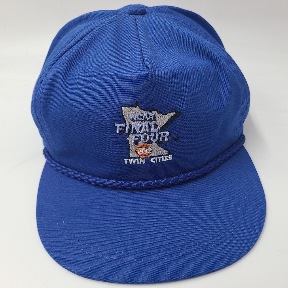 Vintage 1992 NCAA Final Four Twin Cities Imperial Rope Strapback Hat Cap Blue